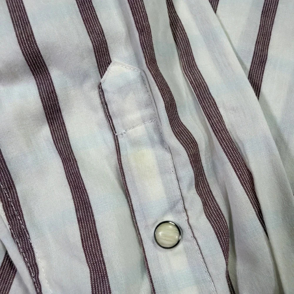 Western Striped Gibson Pearl Snap Shirt Size Large Classic White